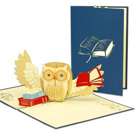 LIN 17529, Pop Up Card, Voucher, Book, Owl, Owl, Pop-Up Cards, Birthday, Greeting Card, Greeting Card, Owl Owl, First Day of School, Book Voucher, Greeting Card Book, N283