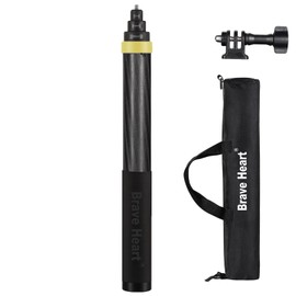 True Carbon Fiber selfie stick with Carry Case, 14 to 118 inches monopole waterproof monopod for Gopro Go pro hero 13 12 11 10 9 insta360 insta 360 x4 x3 x2 x ONE R RS accessories (Gold)