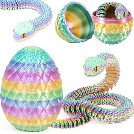 Joycabin 3D Printed Snake Toy, Easter 3D Printed Dragon Egg Snake Eggs, Easter Snake Eggs, 3D Printed Animals Toy for Children, Gifts, Desk, Home Decor (Rainbow)