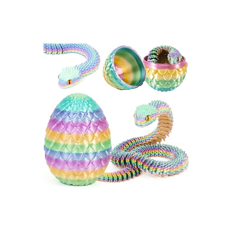 Joycabin 3D Printed Snake Toy, Easter 3D Printed Dragon Egg