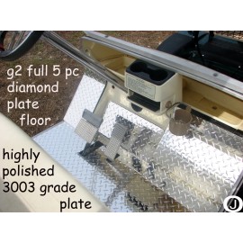 J & O Carts Parts YAMAHA G2/G9 golf cart Highly Polished Aluminum Diamond Plate 5 pc Floor kit