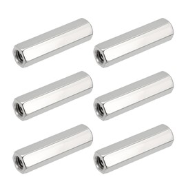 HiPicco Hex Coupling Nuts, 5/16-18 UNC 50mm/1.97" Length, 6 Pack 304 Stainless Steel Rod Coupling Nut for Threaded Rods & Studs