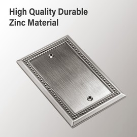 Henne Bery Sunken Pearls Heavy Duty Decorative Wall Plate Switch Plate Outlet Cover (Single Blank, 2 Pack, Heirloom Silver)
