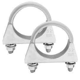 UHANBUT 2 Inch U-Bolt Exhaust Clamp, Rustproof Galvanized Iron Silencer Exhaust Clip, Universal Heavy Duty Saddle Style Muffer Exhaust Clamp Hanger for Pipes (52mm/2inch)