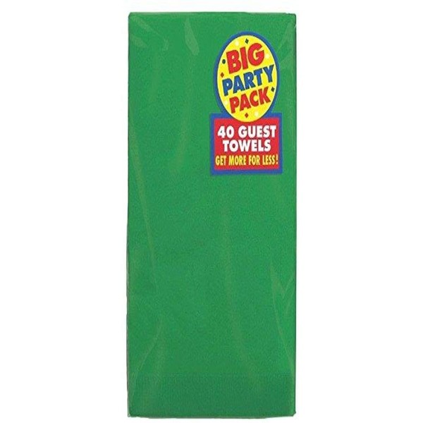 Amscan 63215.03 Premium Big Party Pack 2‑Ply Guest Towels, Festive Green, One Size, 40ct
