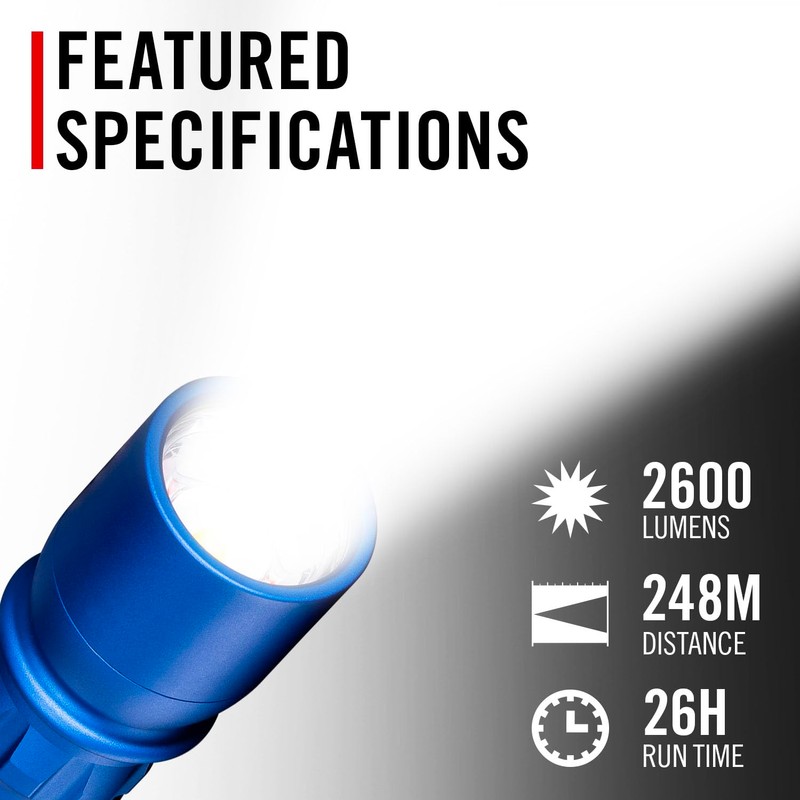 Coast XP11R 2600 Lumen USB-C Rechargeable LED Flashlight with Slide