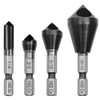 KEWAYO 4Pcs Countersink Chamfer Tool, HSS M35 Cobalt Tiain Coated,