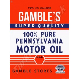 Gamble's Super Quality Motor Oil Gamble Stores 24" x 30" METAL SIGN