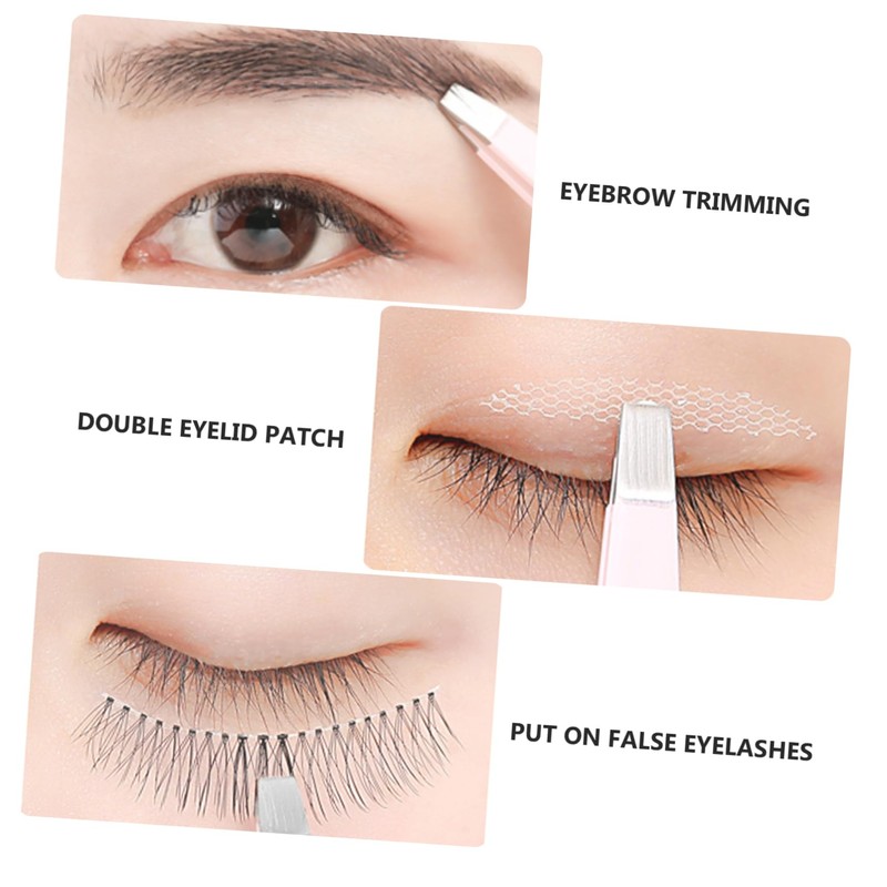 FOMIYES Stainless Steel Eyebrow Grooming Kit 4pcs Tweezers Set Angled