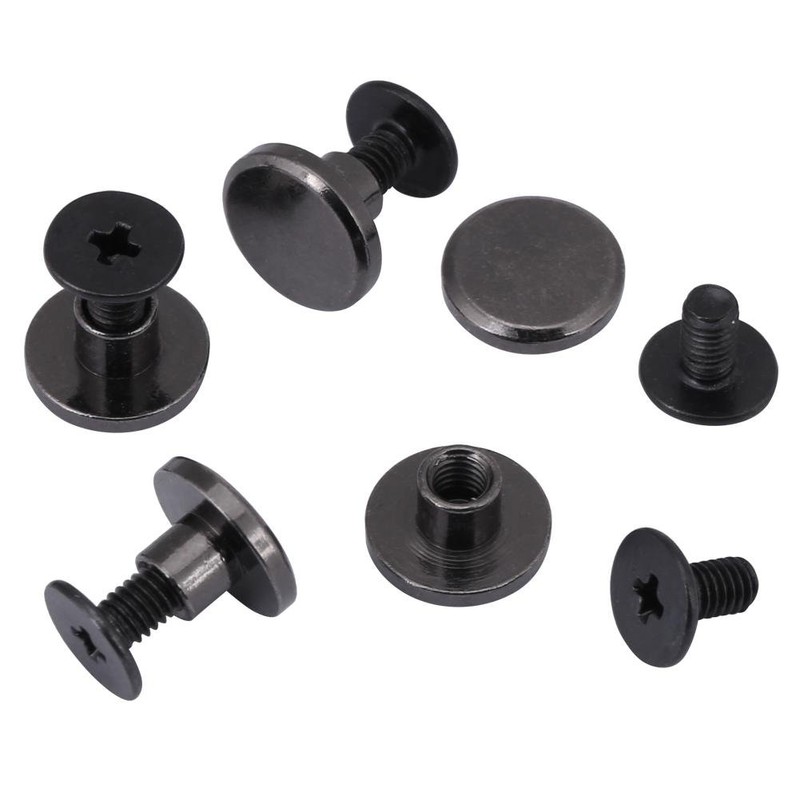 20 Sets of Book Screws, Screw Rivets for Leather, Brass