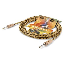 Sommer Cable 3 m Guitar and Bass Instrument Cable with Hicon Woodplug Noise Free (Silent Plug) Plug SC Classic Cable in Vintage Tweed Braid - CQU8-0300-GE