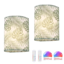 Shenmoyl Adhesive Battery Operated Wall Sconce Set of 2, 5000 mAh Battery Rechargeable Bulb with 12 RGB Colors, Stick on Wall Sconce No Drill Wall Lights, Pattern