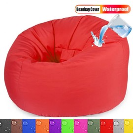 Outdoor Waterproof Bean Bag Cover (No Filler) Garden Beach Swimming Pool Floating Beanbag Pouf Chair Oxford Kids Adults(Navy,L-D80cm-cover)