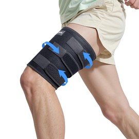 Hamstring Compression Sleeve with [Anti-slip Rubber Strips], Hamstring & Thigh Brace for Pulled Groin Muscle, Sprains, Tendonitis, Sciatica Pain and Sports Recovery - Thigh Wrap for Men & Women