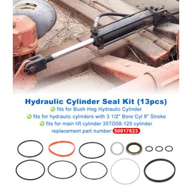 Hydraulic Cylinder Seal Kit for Bush Hog, Fits 3 1/2” Bore Cylinder 8” Stroke, Replace Part #50017623 (13PCS/Set)