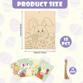 DIELIANHUA 10 Pieces Wooden Pendants Easter for Painting, Easter Crafts Wood, Unfinished Easter Pendants Wood, DIY Rabbit Duck Egg Easter Decoration with String, Easter Crafts Children Bricolages