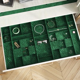 VEELIKE Vintage Green Velvet Drawer Liner Textured Peel and Stick Velvet Wallpaper 15.7''x118'' Self Adhesive Felt Flocking Liner for Dresser Drawer Jewelry Box Art Crafts Removable Lining Fabric Roll