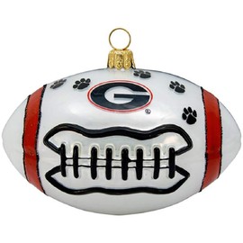 Georgia Bulldogs Football Blown Glass Ornament