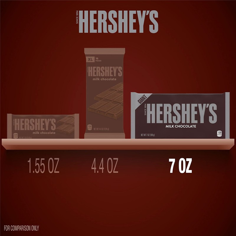 HERSHEY'S Chocolate Candy Bar, Giant (Pack of 12)