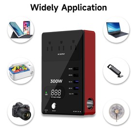 300W Car Power Inverter,Power Inverter 12V DC to 110V AC,Portable Fast Car Outlet Adapter with LED Screen Display/3 AC Outlets/Dual USB/Dual QC3.0/Type-C Port,Camping Emergency