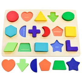 Wooden Jigsaw Puzzles for Toddler Shapes Learning Colorful Shapes Recognition Montessori Toys for Boys Girls Gifts