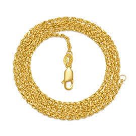 SNZM 925 Sterling Silver rope chain18k Real Gold Plated Rope Chain 1.25MM1.5MM Twist Chain Necklace for Men Women (1.25mm-18inch, 18k gold)