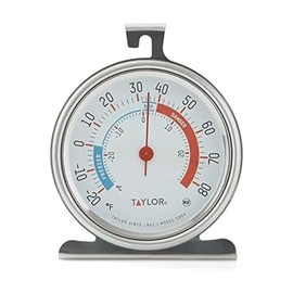 Taylor 5924 Large Dial Kitchen Refrigerator and Freezer Analog Thermometer, 3-Inch Dial, Easy to Read, Silver Finish, Accurate Temperature Monitoring