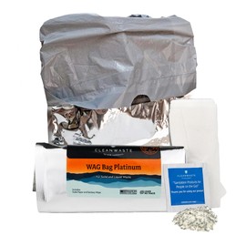 Cleanwaste Wag Bag Platinum (Single Pack) - Portable Toilet Kit with Gelling Poo Powder, Wipe, and Toilet Paper - Heavy Duty Triple Barrier Bag - No Leaks, No Odors