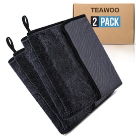 TEAWOO Shiny Wipes Shower Cleaning Cloth, Ultra Absorbent Car Drying Towel, 2 Pack 16 x 24 inch Microfiber Cleaning Cloth for Car, Bath & Househood