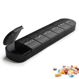 DDUP Portable Weekly Pill Box Organiser | Easy to Open 7 Day Premium Quality Tablet Box | Travel Pill Case with Snap Shut Lids Design |Tablet Organiser for Vitamins, Supplements (Colour D)
