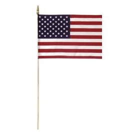 Flags Unlimited Lot of 48 4x6 Inch US American Hand Held Stick Flags Spear Top Made in The USA