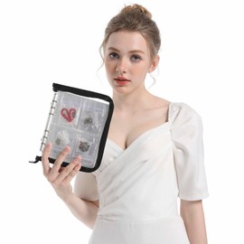 HSLFUAI Transparent Jewelry Storage Book Travel Jewelry Organizer Transparent Jewelry Book Organizer for Necklace Bracelet Ring Holder Jewelry Organizer Book with Small Clear Pouch - Green