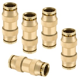 Boeray 1/2" Quick Push to Connect Fittings Brass Union Straight Joint DOT Approved 1/2 inch tube OD Air Line Adapter Air Spring Suspension Kit for Car Truck Trailers and Air Brake System 5pcs