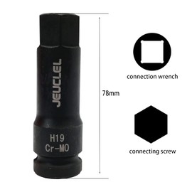 JEUCLEL 19mm Hex Impact Bit Socket, H19 1/2-Inch Impact Drive Allen Socket, Cr-Mo Steel Lengthen Hex Screwdriver Socket Adapter