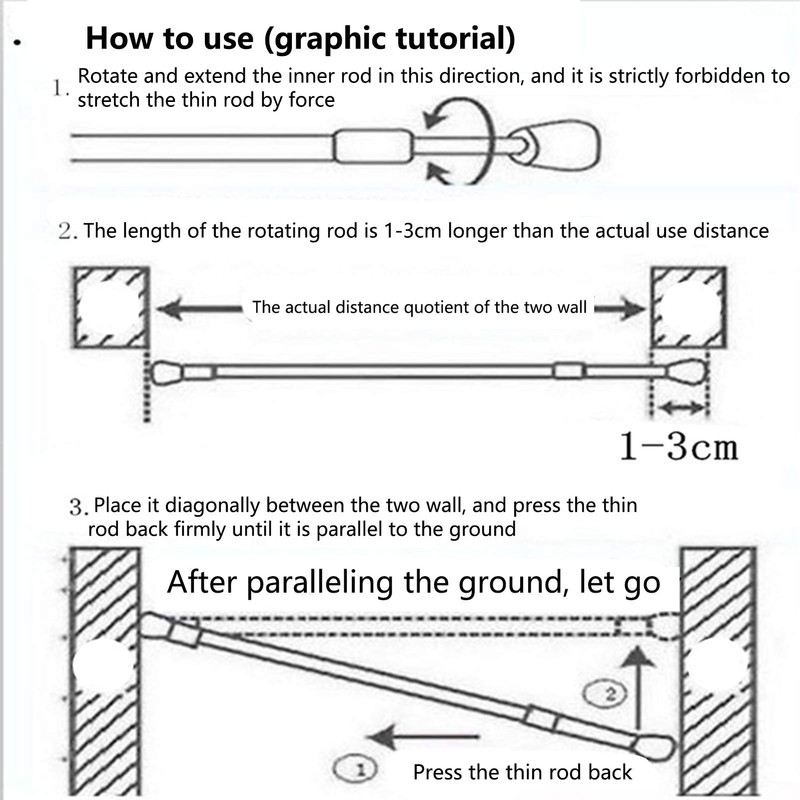 Acouto Spring Tension Curtain Rod Carbon Steel Window Curtain Rail