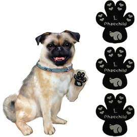 Phaechild Dog Paw Pads Anti-Slip Grips,Dog Paw Protectors for Senior Dogs on Hot Pavement,Provides Traction to Keep Them from Slipping on Smooth Floors 12 sets-48 Pads Black L