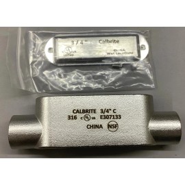 Calbrite S60700CE00 SS Type C 3/4" Straight Conduit Body w/ Cover (R66)