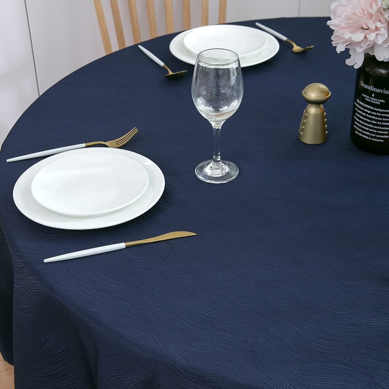 SPRICA Round Jacquard Tablecloth Water Resistance Solid Colour Table Cover,