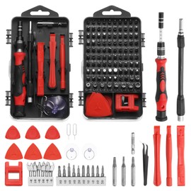 sourcing map 140 in 1 Magnetic Precision Screwdriver Set Electronics Repair Tools Kit with 99 Bits Flexible Shaft and Extension Rod for Cellphone Game Console Laptop PC Computer Camera, Red