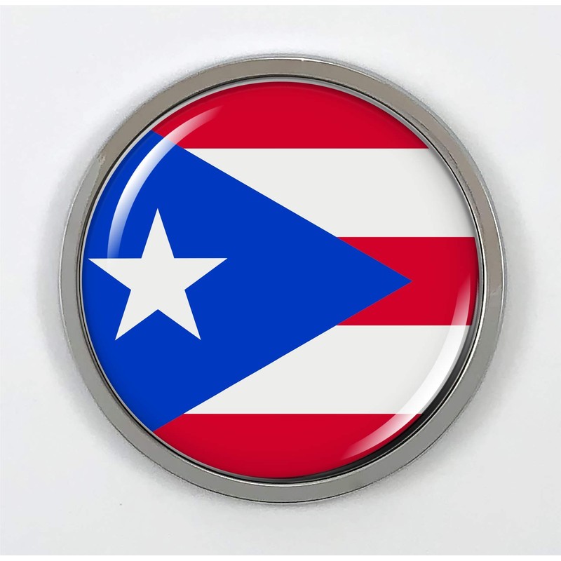 Flag of Puerto Rico | 3D Domed CAR Emblem Badge