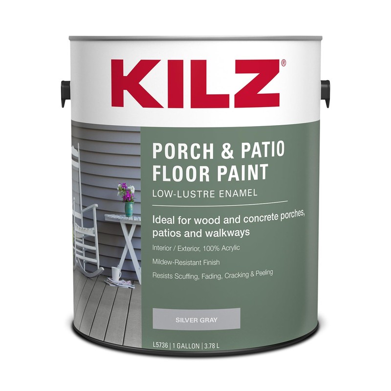KILZ Low-Lustre Enamel Porch & Patio Latex Floor Paint, Interior/Exterior,