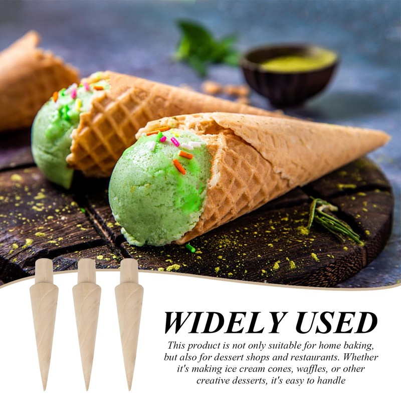 PLLDVEFD 3 Pieces Wooden Conical Mold, Ice Cream Cone Mold,