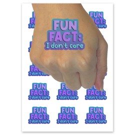 Fun Fact I Don't Care Temporary Tattoo Water Resistant Fake Body Art Set Collection - 54 1" Tattoos (1 Sheet)