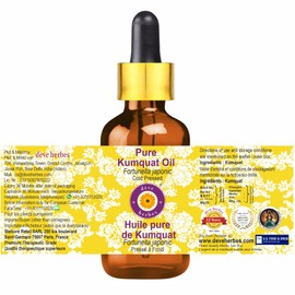 Deve Herbes Pure Kumquat Oil (Fortunella japonic) with Glass Dropper Cold Pressed (Pack of Three) 100mlx3 (10 oz)