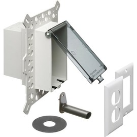 Arlington DBVM1C-1 Low Profile IN BOX Electrical Box with Weatherproof Cover for New Construction Stucco/Textured Surfaces/Rigid Siding, Vertical, 1-Gang, Clear