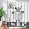 BIYSUC Highland Cow Reading Newspaper Shower Curtain Funny Black and