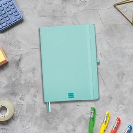 FINOCAM - Notebook Nexo Hardback Dotted-Dotted Turquoise | Notebook DIN A5 with Perforated Sheets | Inner Pocket and Pen Holder | 72 Pages, Ideal as a Bullet Journal