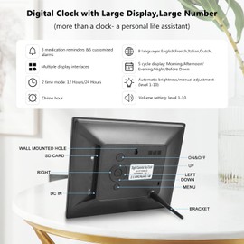 Jaihonda Calendar Dementia Clocks for Seniors,Clock with Day and Date for Elderly,Memory Loss Clock with Auto Dimmer,8 Alarm Options,Non-Abbreviated Day & Month,Large Number Digital Clocks
