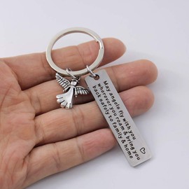 Hibetek Traveller Keychain Gift Jewelry May Angels Fly with You Wherever You Roam Bring You Back Safely to Family and Home Keychain flight attendant gifts for women (May Angels Fly with You)