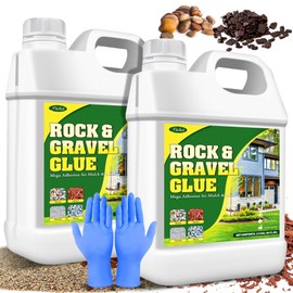 Rock Glue, Mulch Glue 1 Gallon / 128oz - Fast Drying and Long Lasting Pea Gravel Stabilizer & Mulch Adhesive Safe for Lockdown Sticky Rocks, Bark, Rubber - Gravel Binder for Garden, Driveway, Walkway